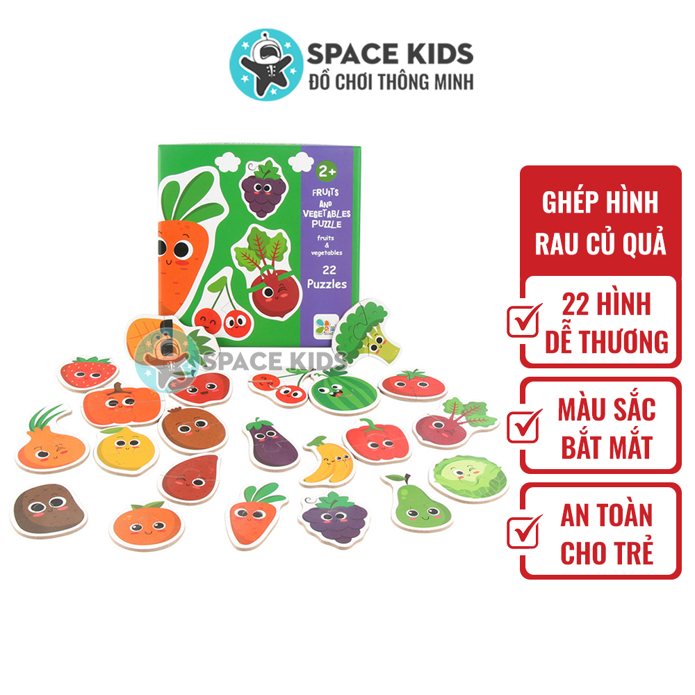 Đồ chơi cho bé Bộ ghép hình chủ đề HOA QUẢ cho bé vui chơi học tập, chất liệu giấy ép chất lượng cao Space Kids