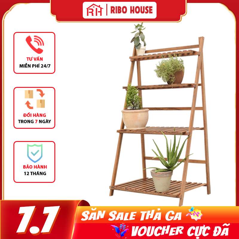 Kệ cây cảnh gỗ Lim đa năng bonsai shelves RIBO HOUSE chống nước gấp gọn loại bỏ mối mọt , nấm mốc độ bền cao cả khi để ngoài trời RIBO67