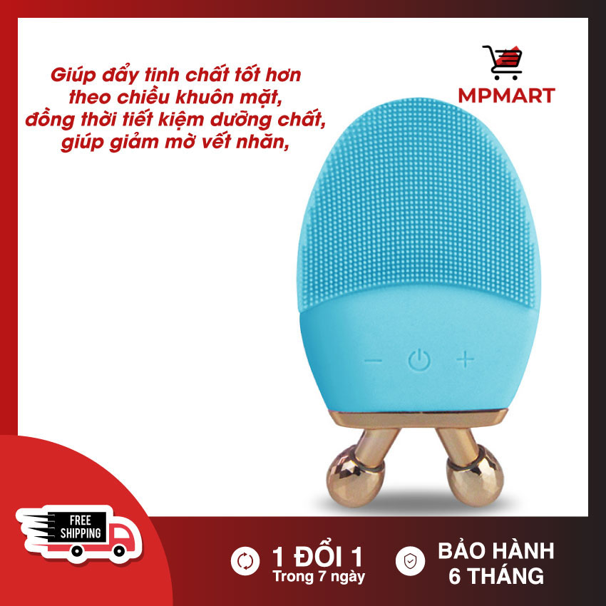 Máy Rửa Mặt Silicon Tích Hợp Sóng âm và Con Lăn Massage Nâng Cơ Mặt 3D. Máy Rửa Mặt đa Năng bảo hành 6 tháng bởi MPMART
