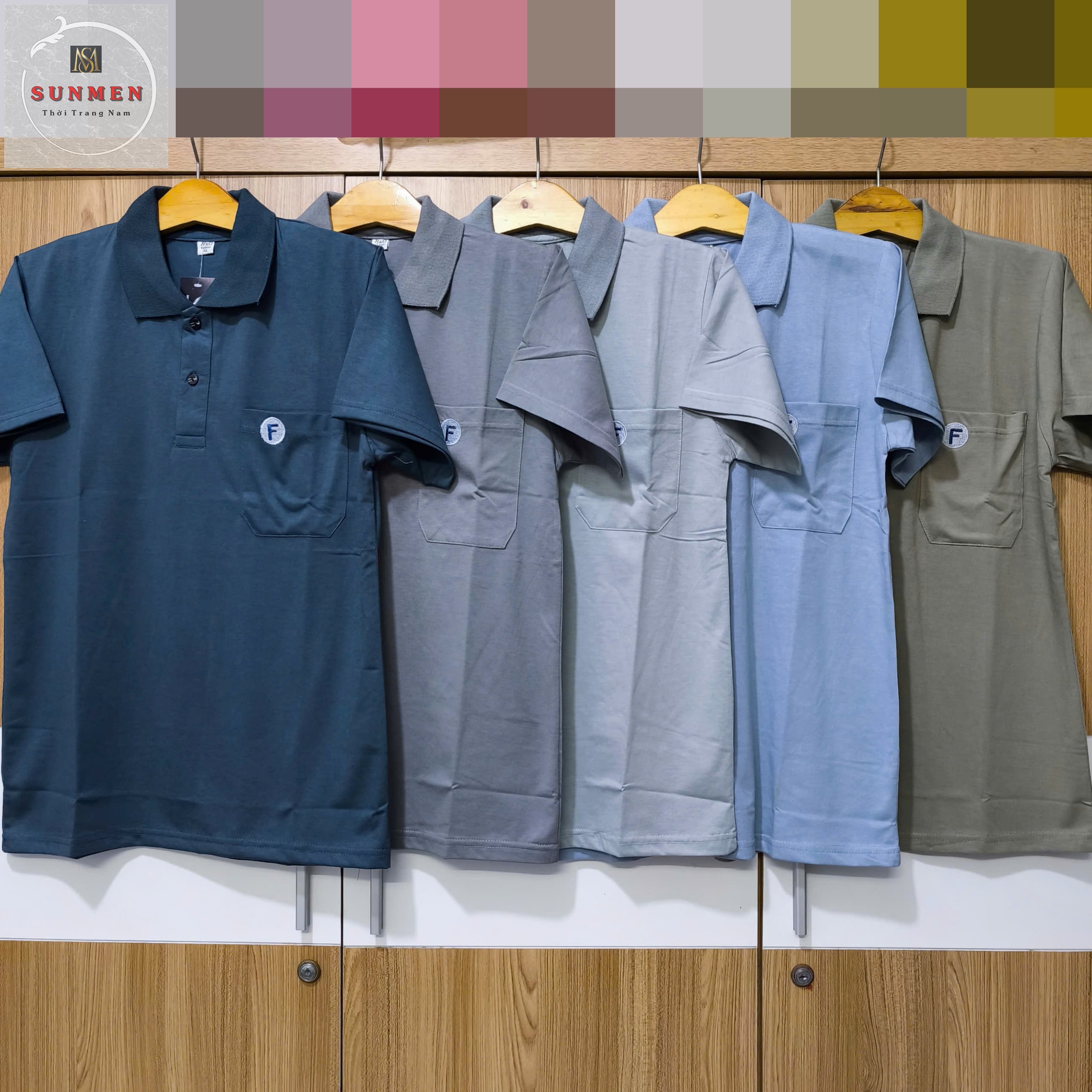 [POLO TRƠN] Áo Thun Nam Polo Trung Niên Cotton Loại Trơn From Rộng Tay Lỡ SUNMEN Size Từ 45 - 90kg
