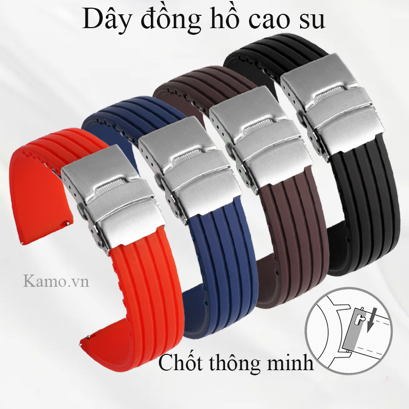 Dây cao su đồng hồ nam size 22mm 20mm 18mm, dây đồng hồ silicon cao cấp, dây đeo cao su 22mm 20mm 18mm chống nước