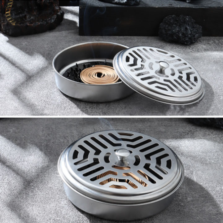 Hộp Đựng Hương Muỗi, Đựng Nhang Muỗi Có Nắp Đậy , Khay Đốt Hương Nhang Muỗi , Chất Liệu Kim Loại Chống Hỏa Hoạn , Hộp Đựng Nhang Muỗi,Gạt Tàn Cao Cấp Bằng Thép Không Gỉ Có Nắp An Toàn