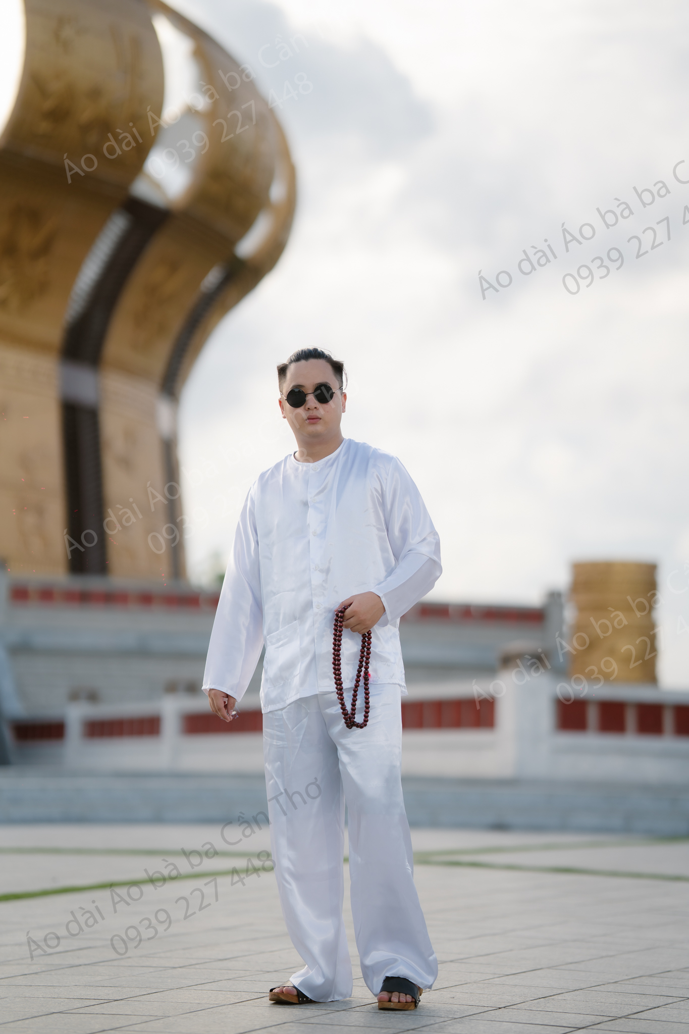 Bộ bà ba phi bóng Trắng - Áo bà ba lụa lẻ nam bộ - Có bộ bà ba Bigsize- may sỉ bà ba toàn quốc - May bộ bà ba theo yêu cầu