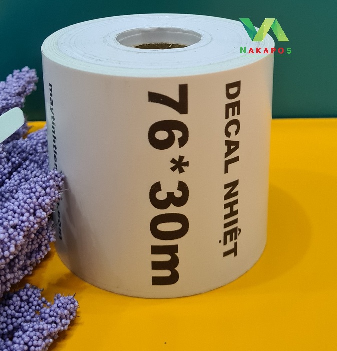 Decal in nhiệt K76 giấy in nhiệt liên tục 76x30m dùng in đơn Livestream 76mm giấy in đơn hàng có keo dán dài 30 mét giấy in bill bán hàng online giấy in hoá đơn cửa hàng siêu thị tạp hóa KT 76mm [ CUỘN LIÊN TỤC BỰ ]