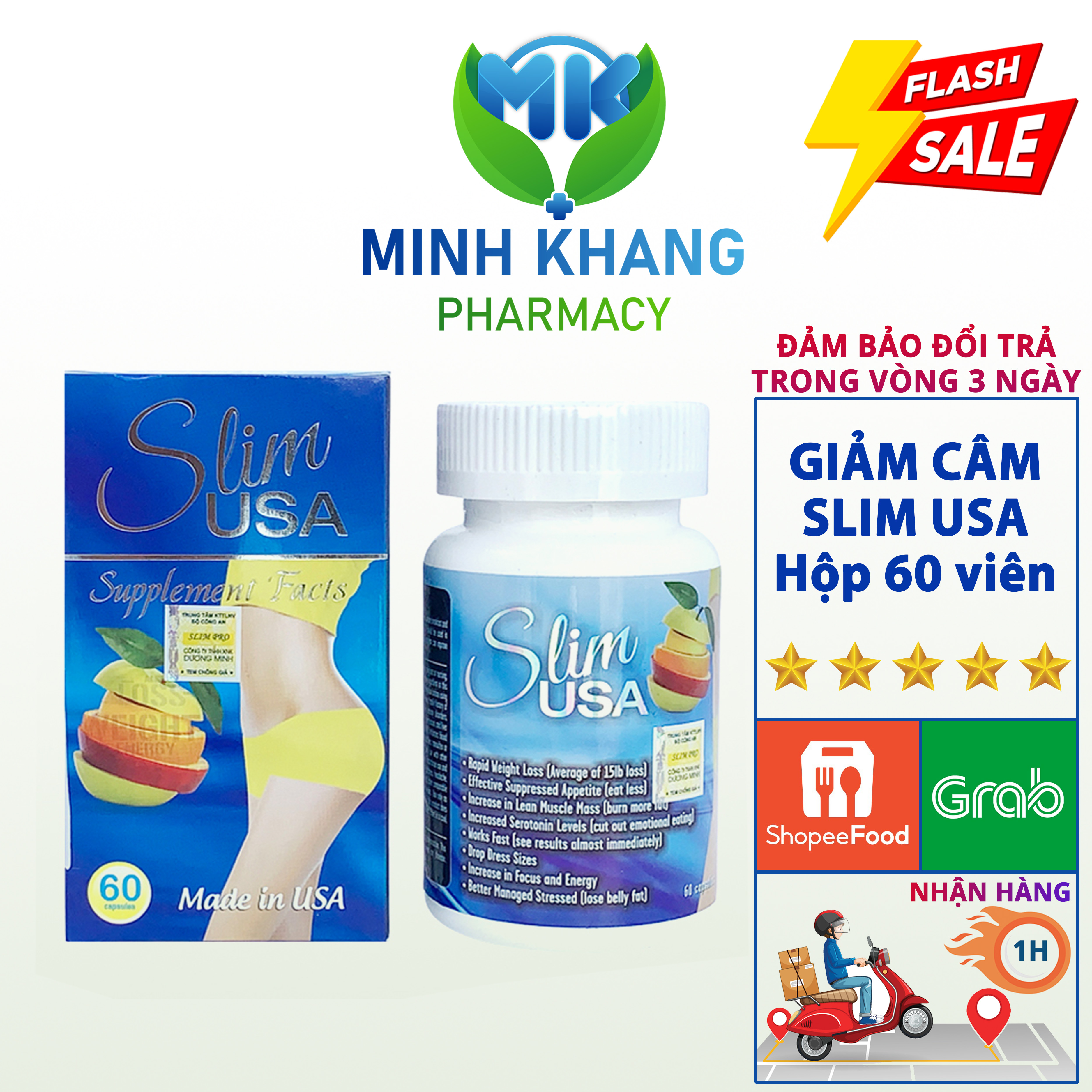 SLIM USA giảm cân hiệu quả an toàn cho mọi người 60 viên và 30 viên