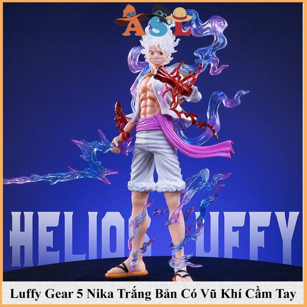 Mô hình Luffy Gear 5 Nika trắng bản có vũ khí cầm tay có base đẹp cao 20 cm Mô hình One Piece Giá Sỉ