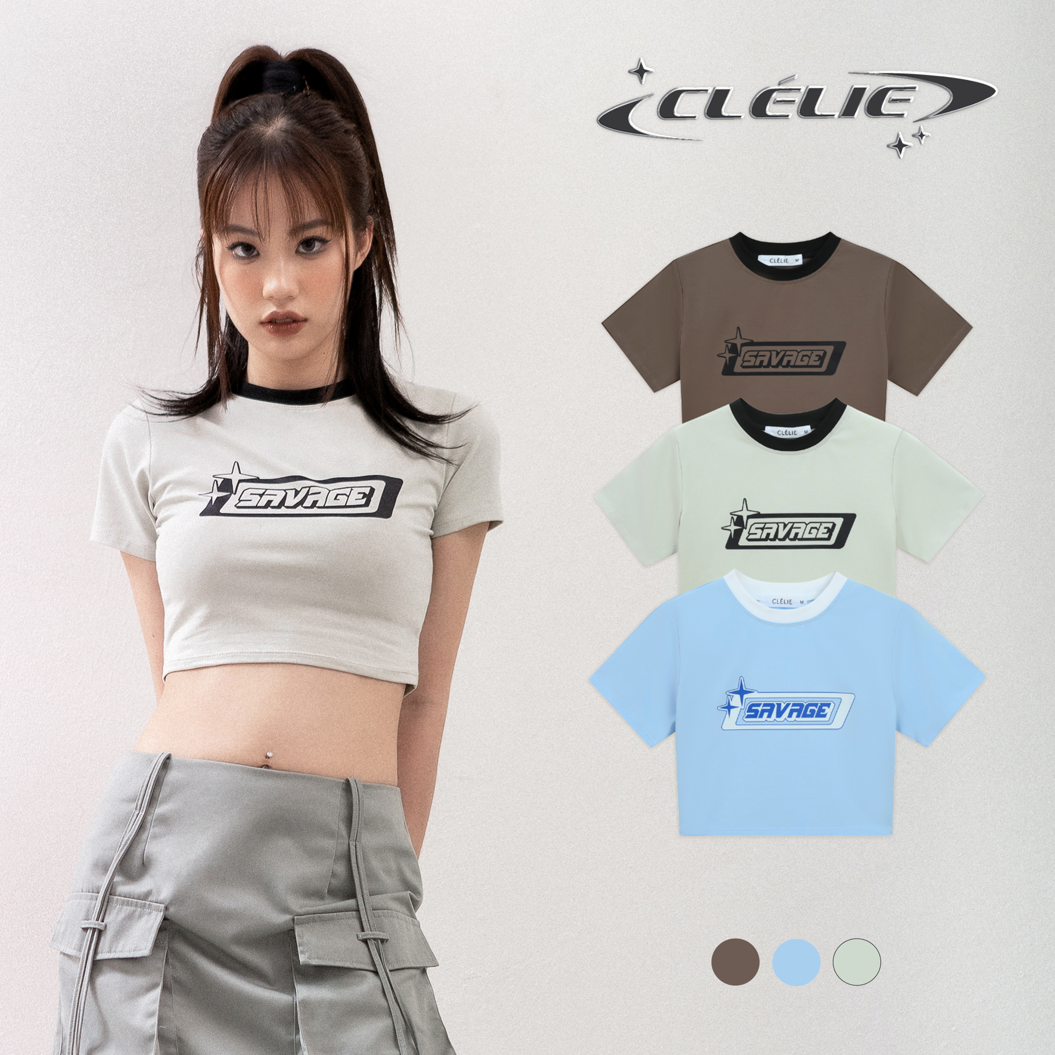 Áo croptop thun ôm clélie | savage croptop