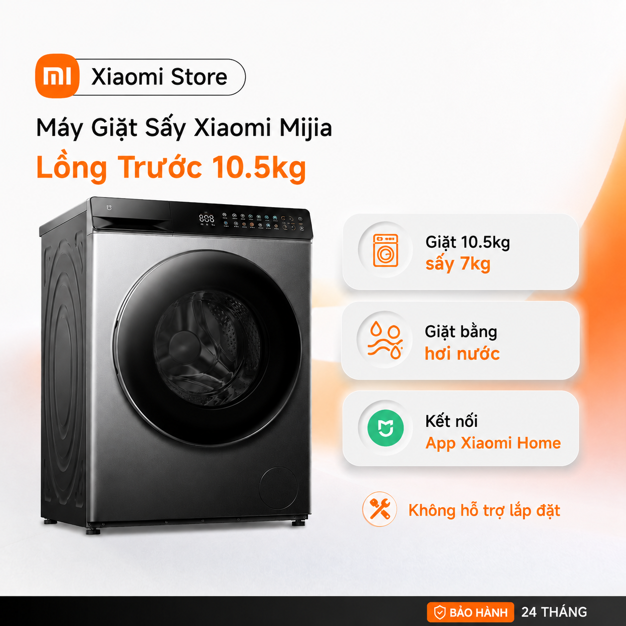 [Không hỗ trợ lắp đặt] Máy Giặt Sấy Xiaomi Mijia Lồng Trước 10.5kg - Lồng giặt siêu lớn | Giặt sấy vượt trội - BH 24th