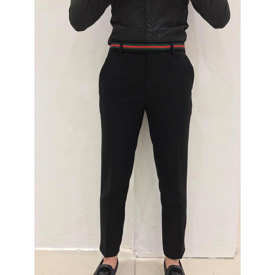 Quần Âu Nam Phối Cạp Gucci 💕1hand💕 Quần Trơn Chất Vải Cotton Không Xù Vải - Mặc Là Đẹp - Mã QPC