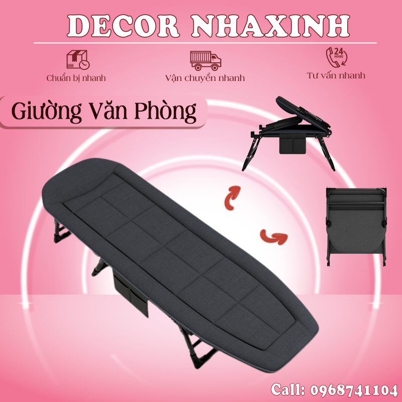 Giường ngủ, giường xếp gấp gọn, giường gấp thông minh khung thép carbon chịu lực cao, giường công sở gấp gọn thông minh