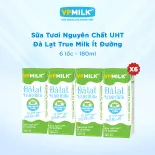 [6 lốc 180ml] Sữa Tươi Nguyên Chất UHT Đà Lạt True Milk Ít Đường VPMilk