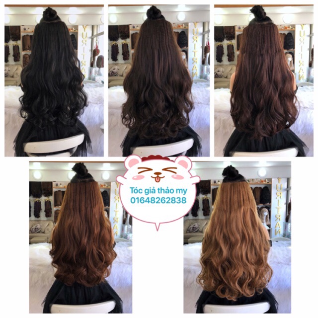 Tóc giả kẹp xoăn❤️tóc phím nữa đầu dợn sóng dài