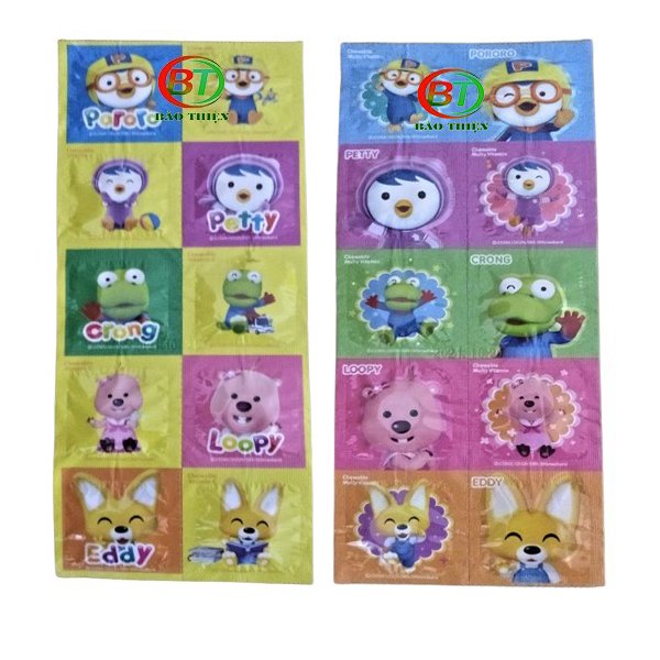 Kẹo Multti - Vitamin C&D và Vitamin C Pororo vị đào vỉ 12g