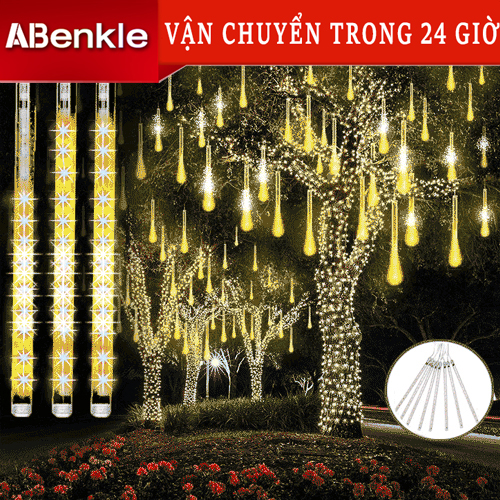 Lễ kỷ niệm năm mới Đèn LED mưa sao băng cắm điện 3.5M 220V 8 bóng, chống nước, dùng trang trí sinh nhật, tiệc, đám cưới, lễ kỷ niệm, ngoài trời