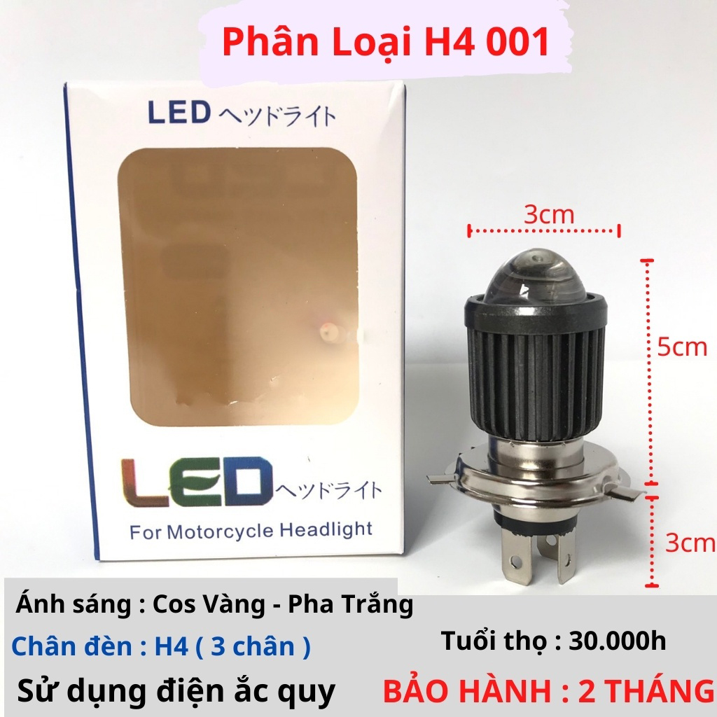 Đèn pha led 2 màu trắng và vàng, đèn pha xe máy, đèn độ xe máy có chân H4 và M5 phù hợp nhiều loại xe, BẢO HÀNH 3 THÁNG