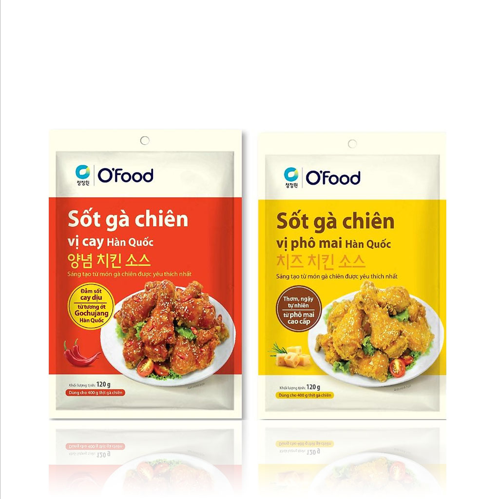 Sốt gà chiên 2 vị cay và phô mai O'food gói 120g