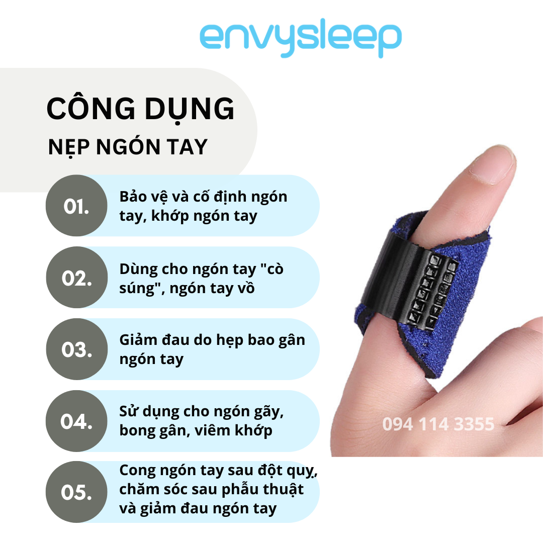 Nẹp ngón tay Envysleep Vải Composite bảo vệ cố định ngón tay bị chấn thương, trật khớp sưng viêm