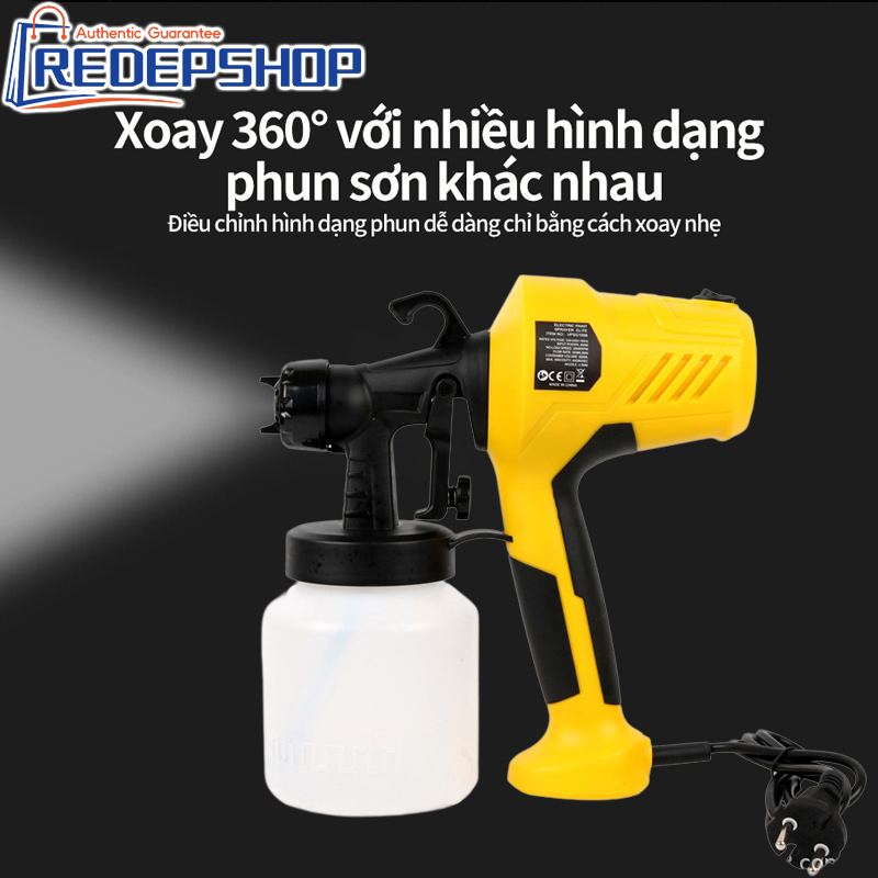 Máy phun sơn điện cầm tay súng pin sơn đa năng dụng cụ phun sơn, công suất 400w, điện áp 220v, dung tích lớn 800ml