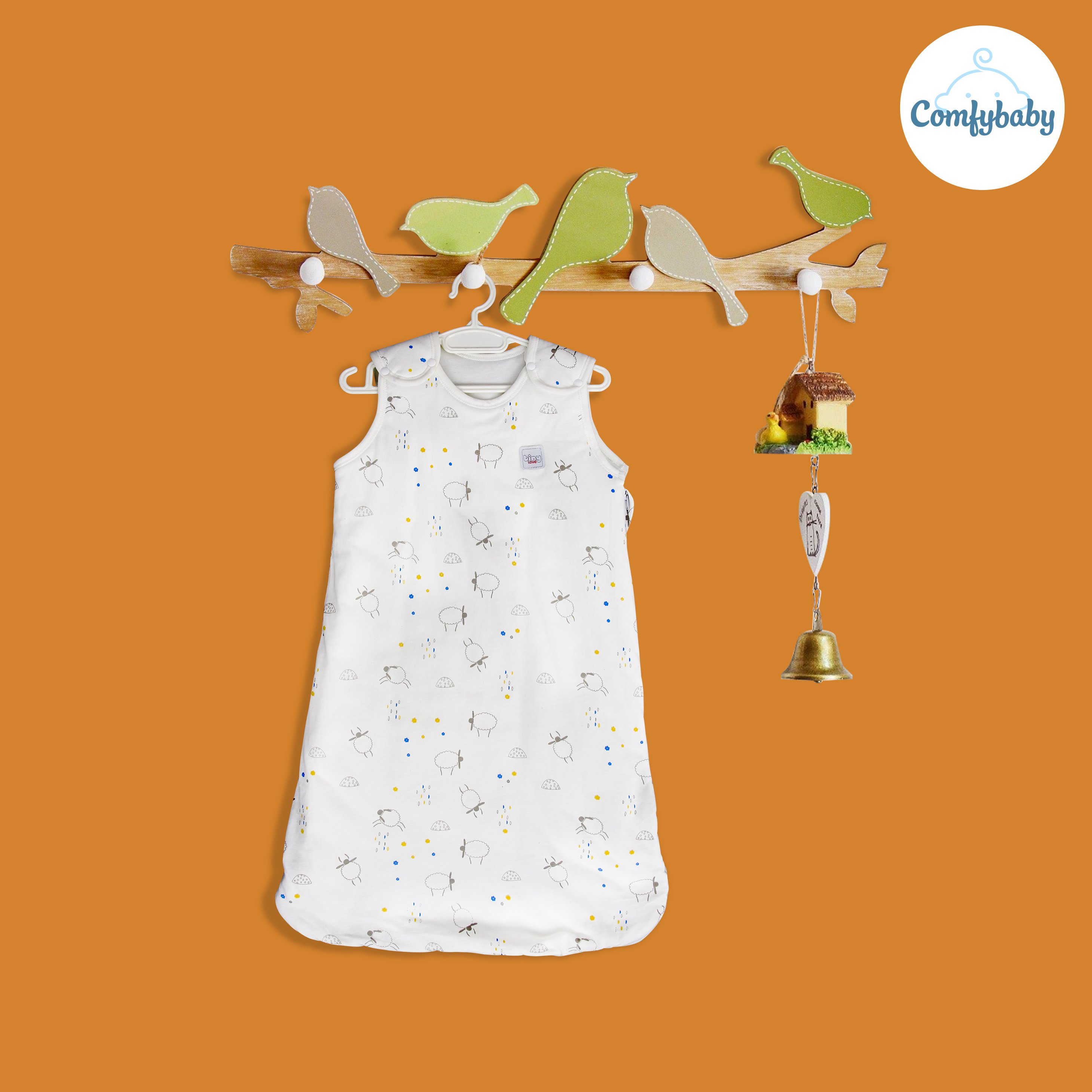 Túi ngủ organic cotton cho bé - trần bông nhiệt độ phòng 22-26 độ trẻ từ 3 tới 12 tháng Tinylove