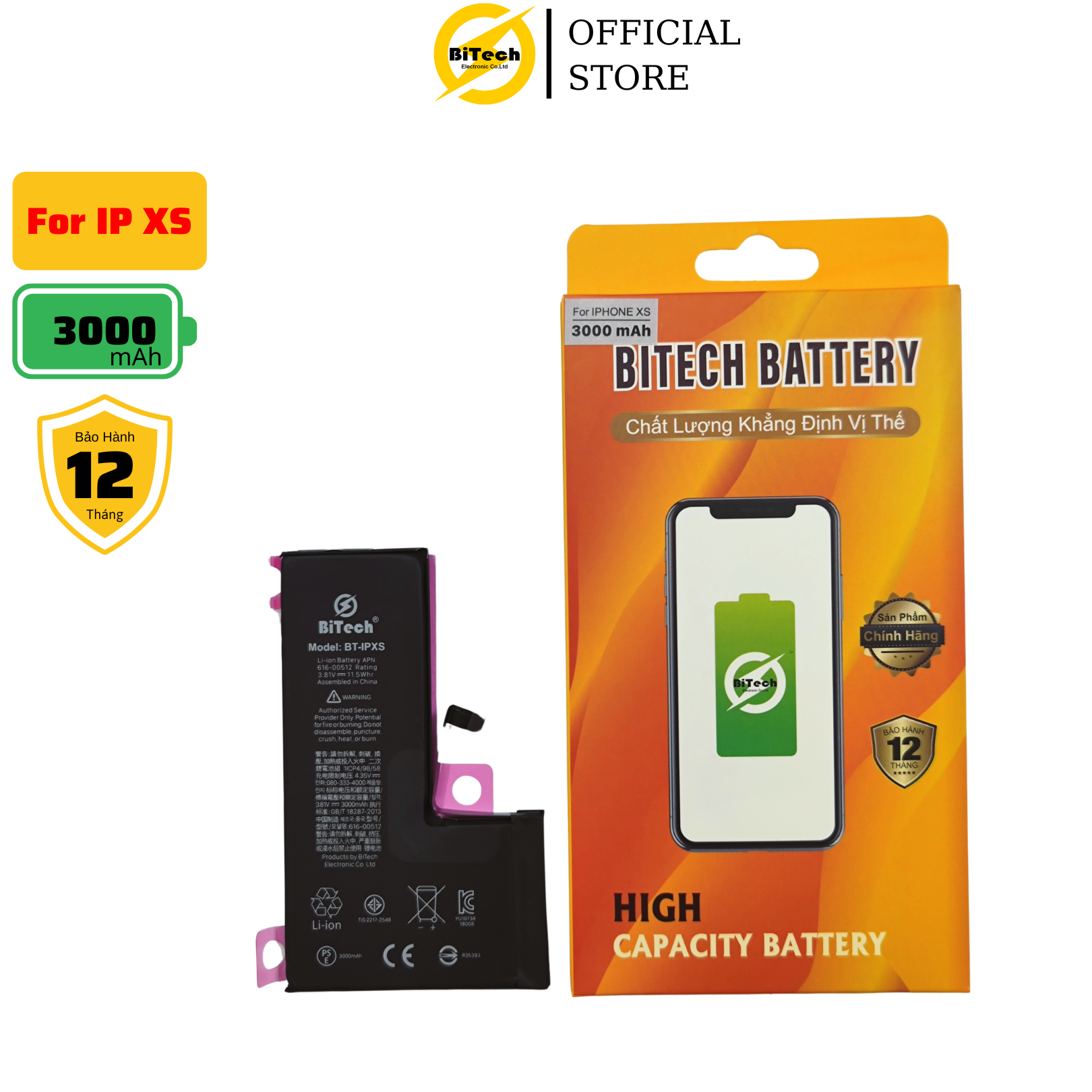 Pin điện thoại dung lượng cao bitech bt-xs