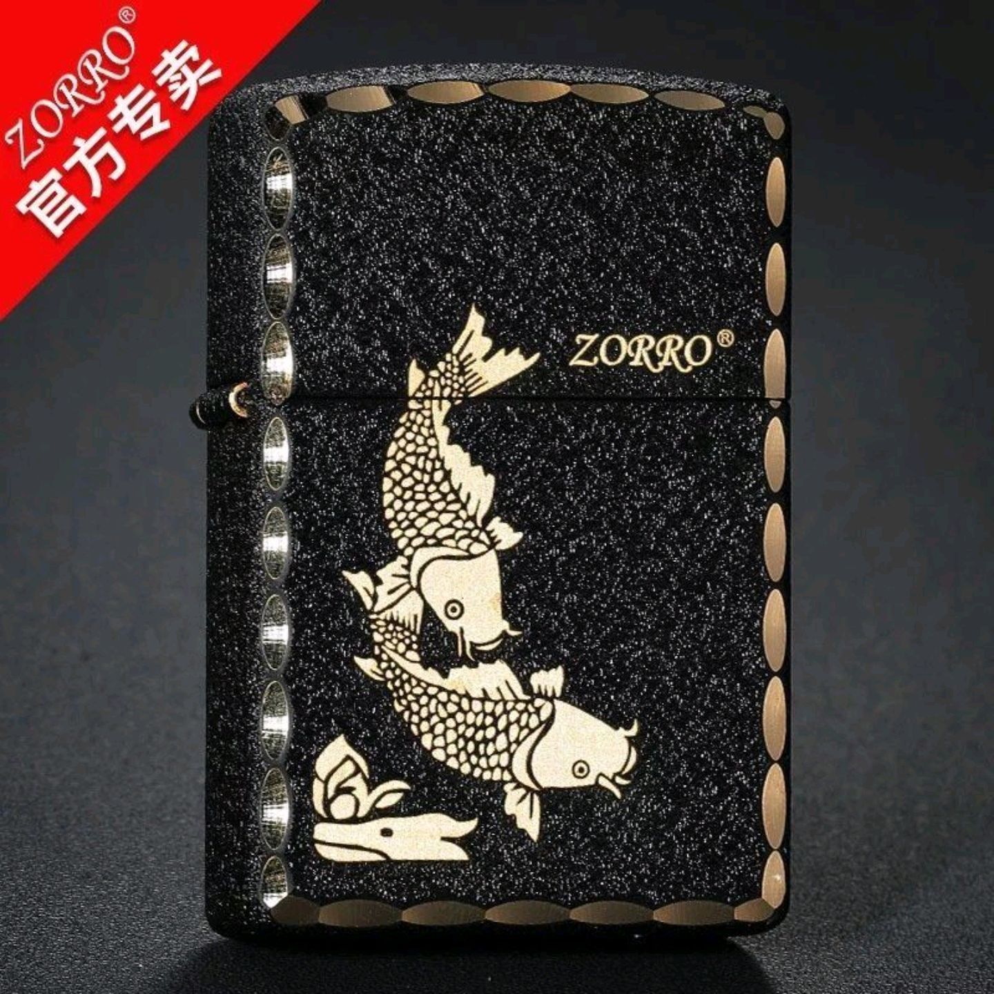 Bật lửa xăng đá vân đá cao cấp zorro đen nhám