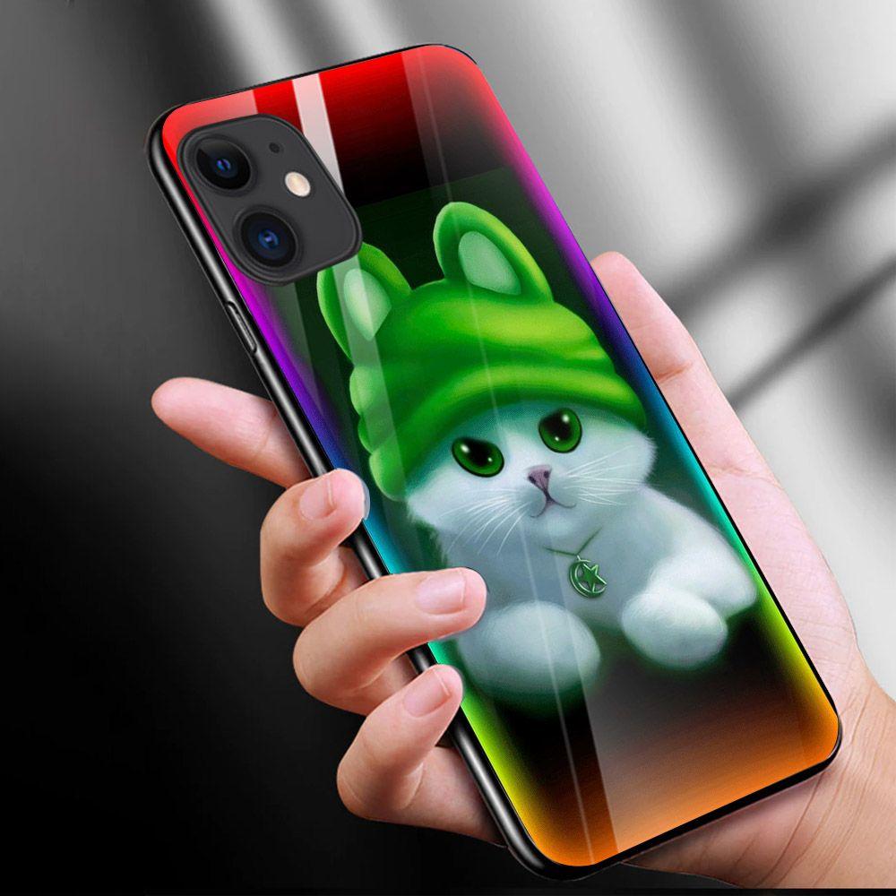 Ốp kính cường lực cho điện thoại iphone 11 - mèo dễ thương ms mdtkt006