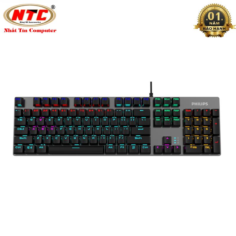 Bàn phím cơ blue switch PHILIPS SPK8404 chuyên game led Rainbow - hơn 20 kiểu led khác nhau - Nhất Tín Computer