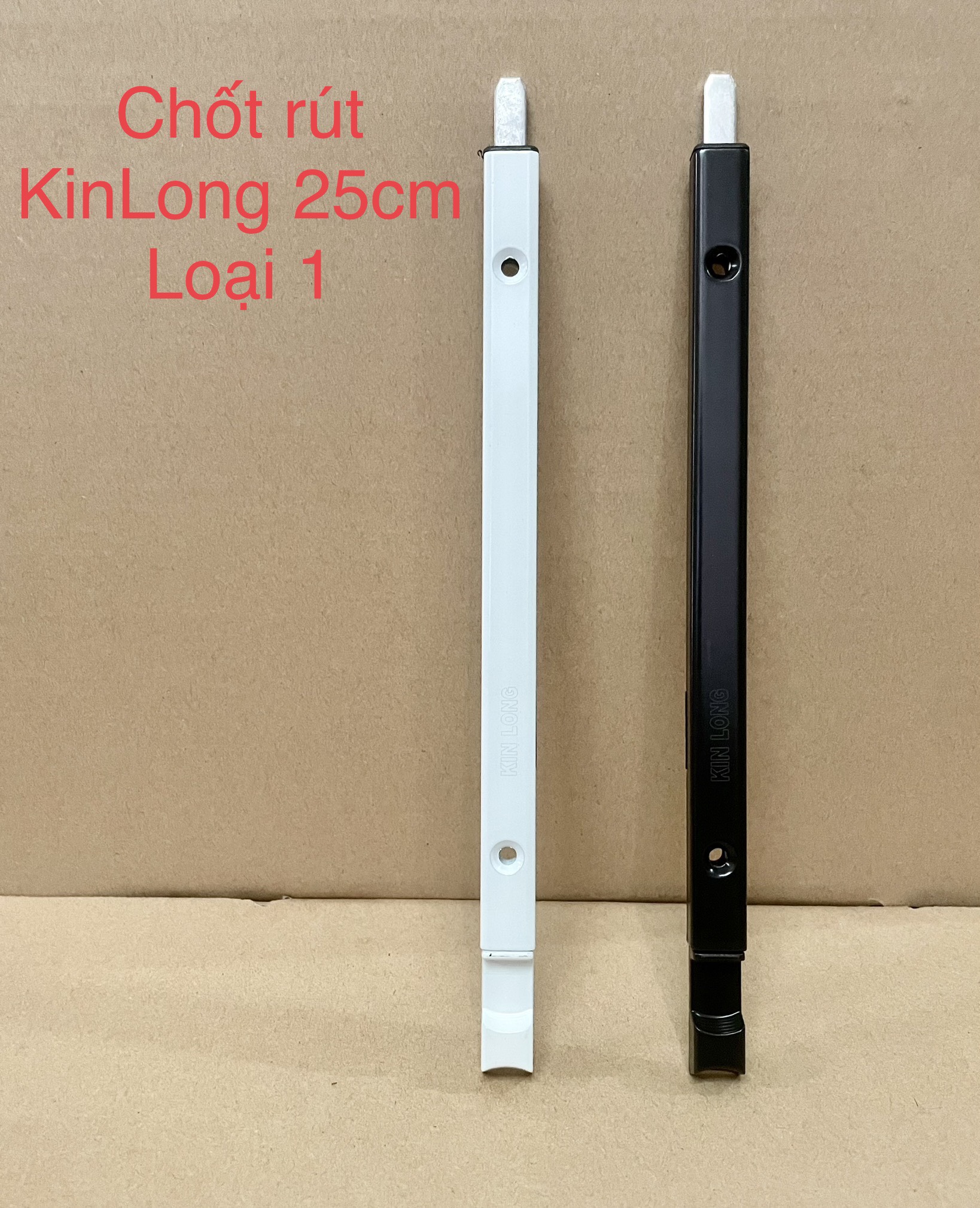 [Chính hãng] Thanh chốt rút KinLong 25cm cửa nhôm XINGFA Đen/Trắng