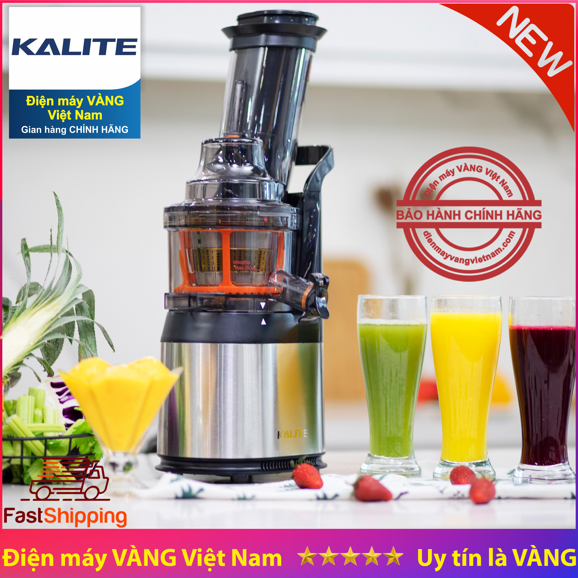 Máy ép trái cây chậm KALITE KL565 ép cả quả giữ nguyên chất dinh dưỡng