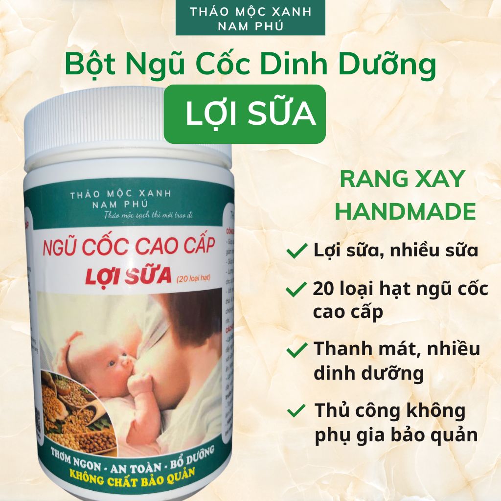 Bột Ngũ Cốc Lợi Sữa cho mẹ sau sinh, bột Ngũ Cốc Dinh Dưỡng cho mẹ bầu hộp 500g nguyên seal- Thảo Mộc Nam Phú.