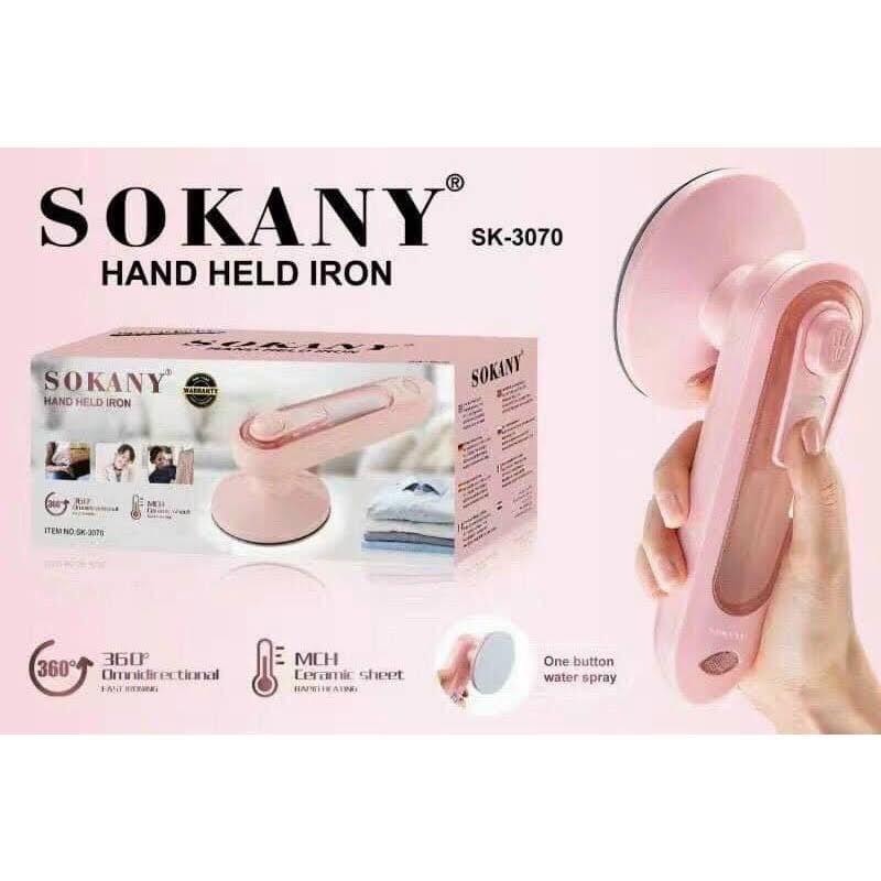 Bàn là hơi nước cầm tay , bàn là hơi nước mini , bàn là hơi nước cầm tay sokany , bàn là hơi nước ssokany , bàn là hơi nước , bàn ủi hơi nước Sokany SK-3070 HÀNG ĐẸP MẪU MỚI (bảo hành 6 tháng)