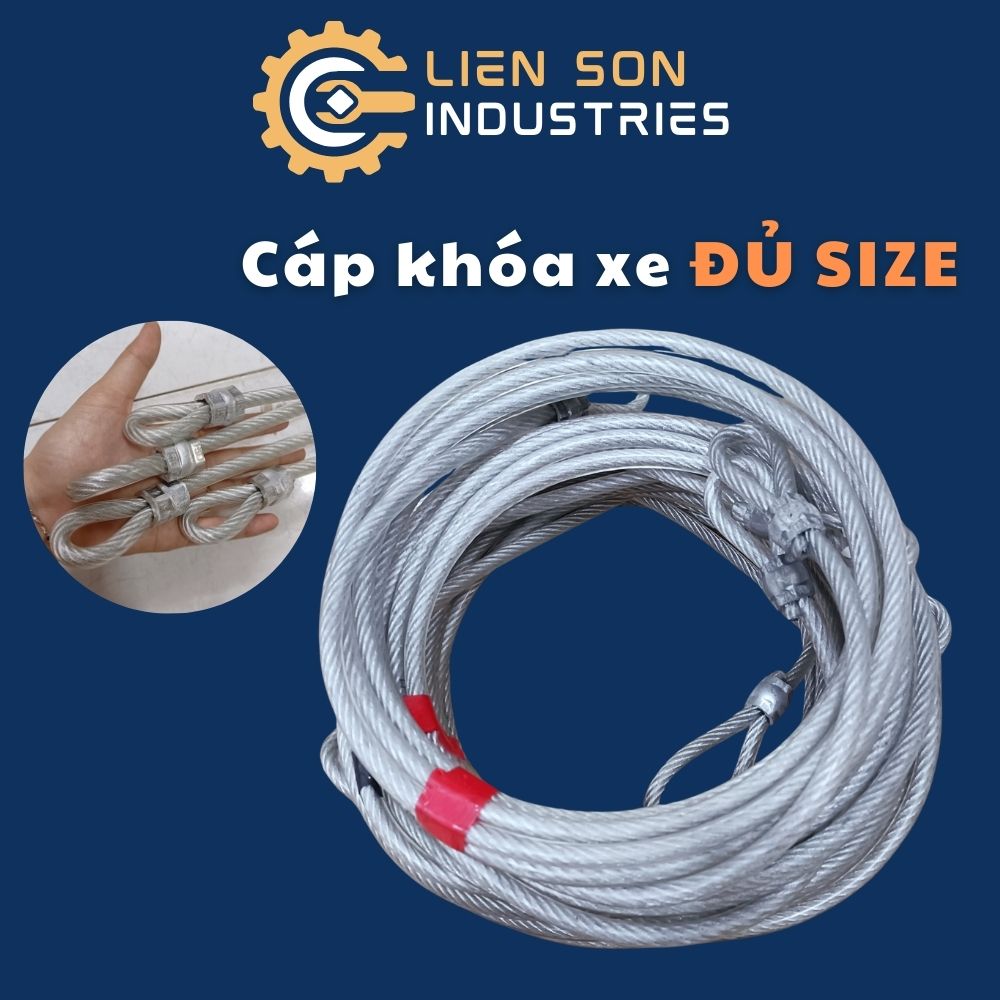 Dây cáp khoá xe máy, xe đạp 10 ly cực kỳ chắn chắn, chiều dài dây cáp khóa xe từ 1 mét đến 20 mét - Cơ Khí Liên Sơn