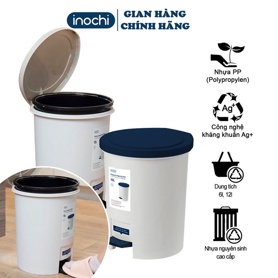 [ 2 size ] Thùng rác đạp chân Tròn Hiro Inochi - thùng rác cao cấp - thùng rác công sở - sọt rác công sở - sọt rác thông minh