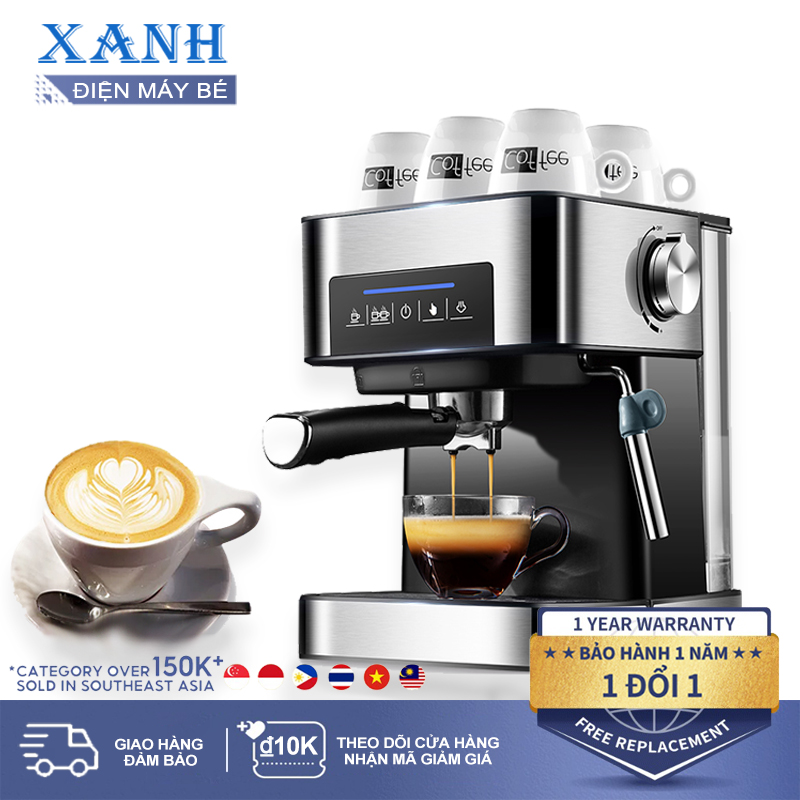 Máy pha cà phê có ống làm nóng đánh sữa màn hình cảm ứng thông minh áp lực cao làm cà phê nồng đậm máy pha chế cà phê inox không gỉ