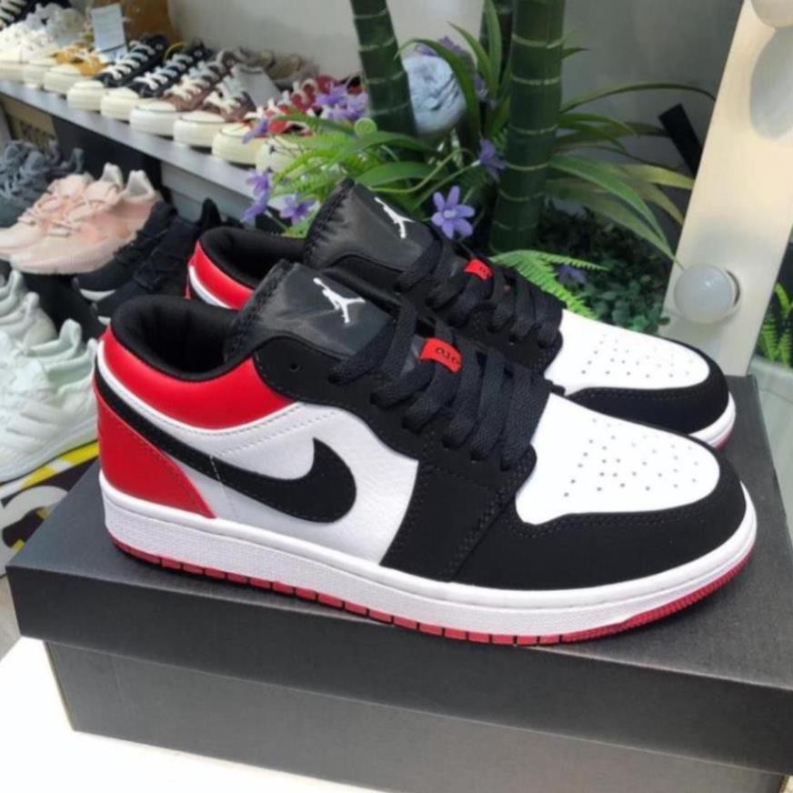 Giày thể thao sneaker jordan low đen đỏ nam nữ - fullbox