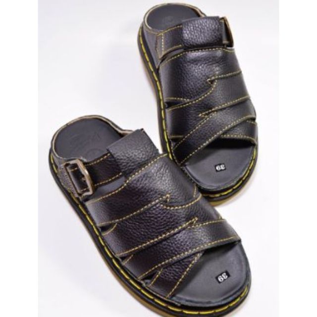 Dép nam quai ngang doctor dr.martens da bò cao cấp hàng vnsx - đế lót da bò - mã d10