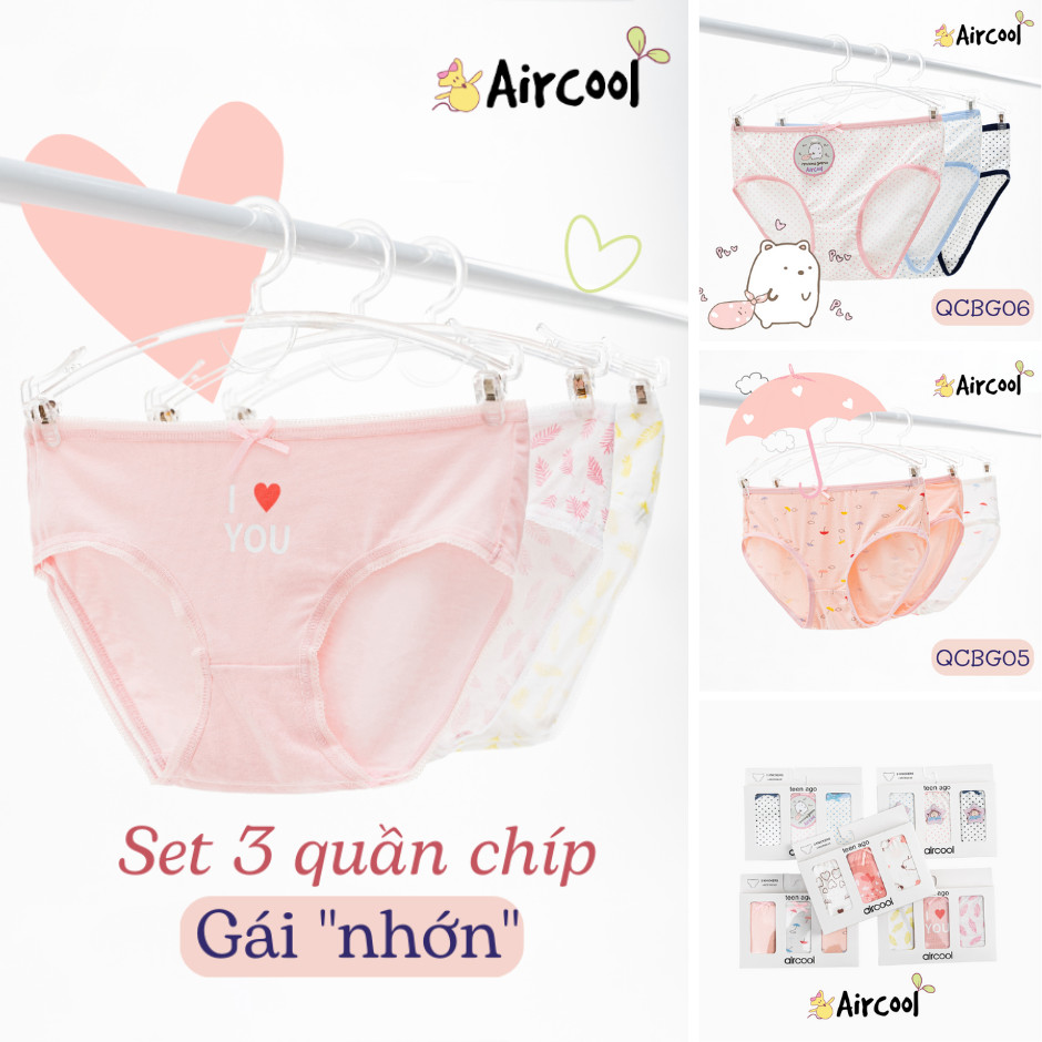 Quần chip bé gái 10-16 tuổi vải Cotton Aircool