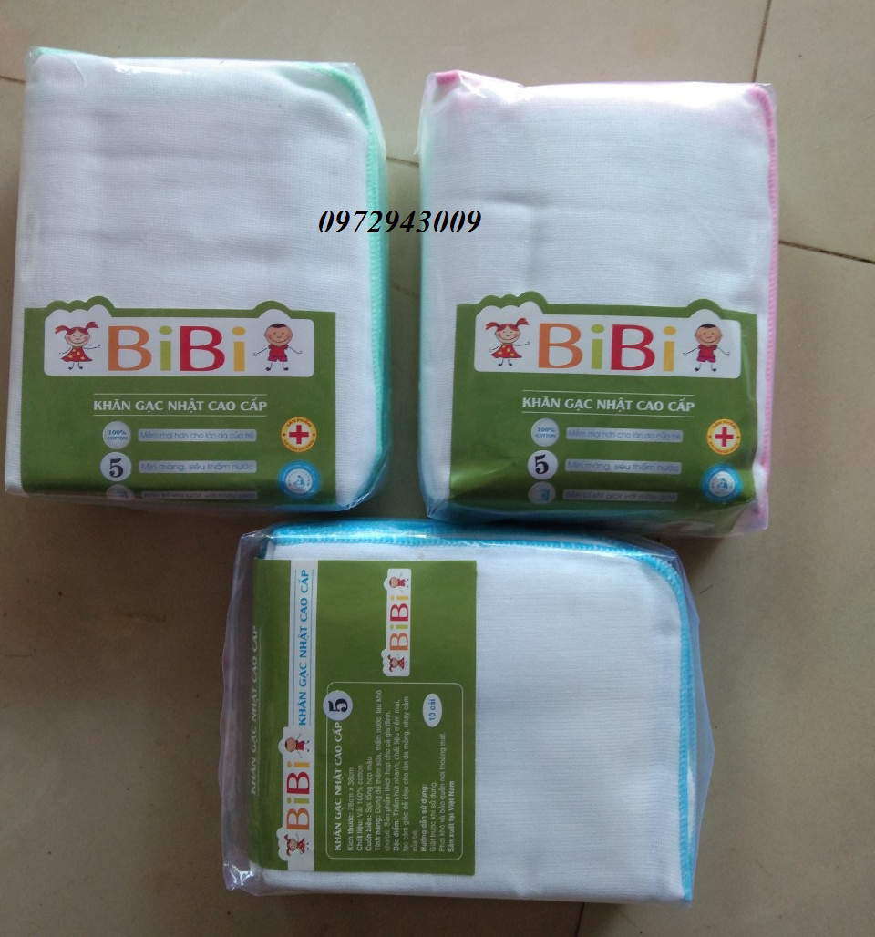 combo 10 chiếc khăn gạc sữa siêu thấm 5 lớp  BIBI ( 25X25 cm )
