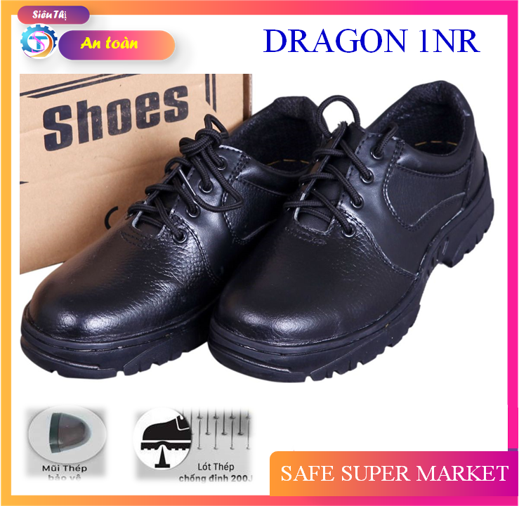 Giày bảo hộ lao động Dragon 1NR , mũi thép , đế thép , da thật , đế chống mài mòn , chống đinh