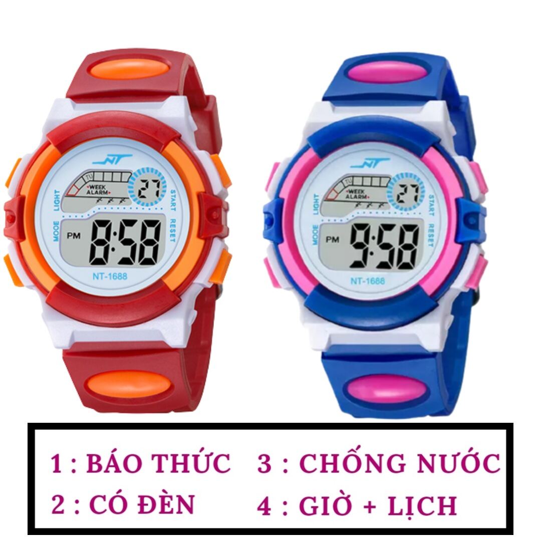 Đồng hồ trẻ em nam bé trai điện tử có đèn led , báo thức D22__03