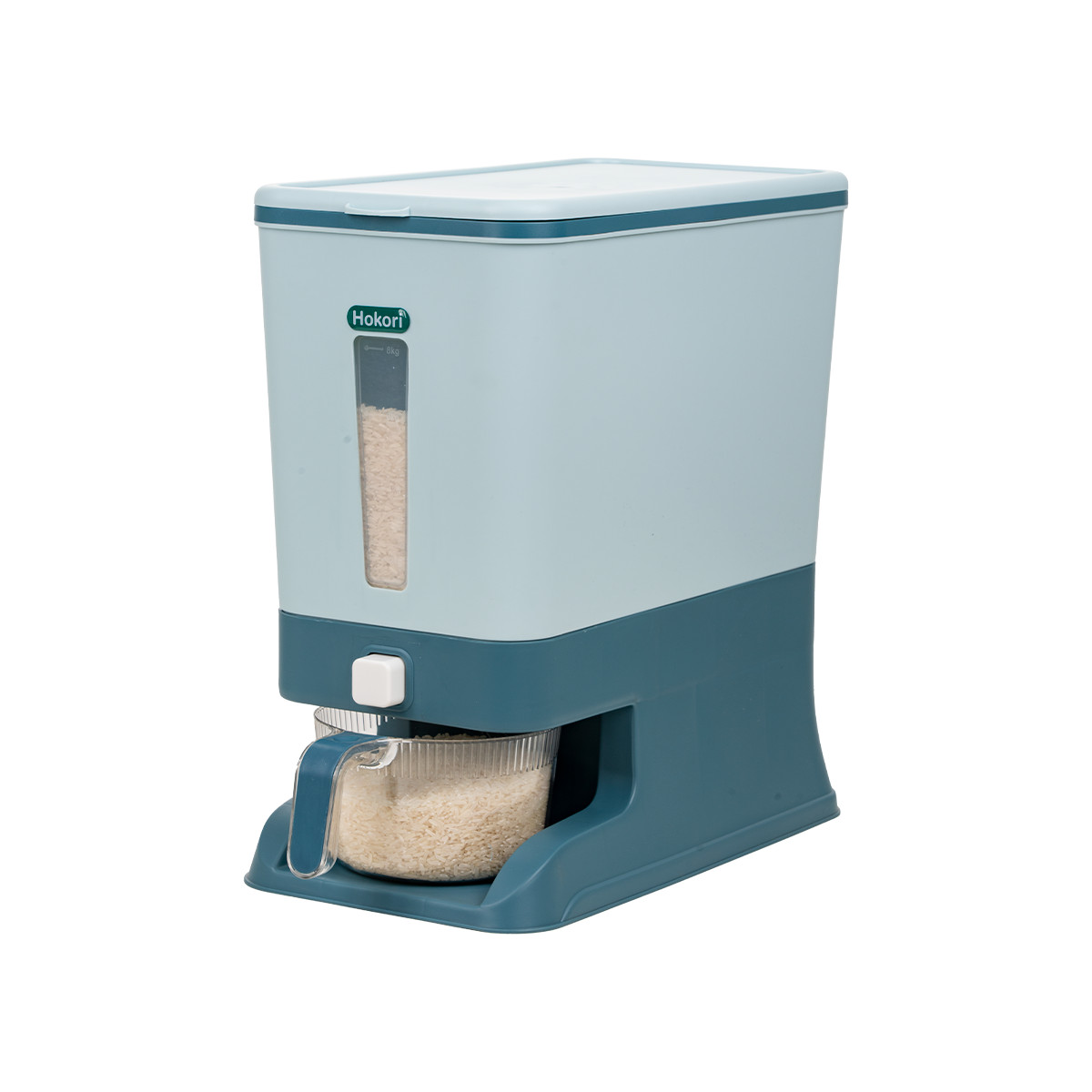 Thùng đựng gạo tiện ích 10kg Hokori, Thùng đựng gạo thông minh có nút bấm tiện lợi