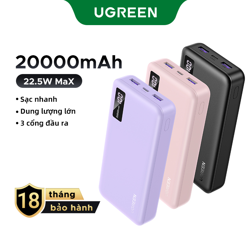 UGREEN Pin sạc dự phòng 10000mAh|20000mAh 22.5W Max Power Bank Di động PD Sạc nhanh hai chiều PowerBank cho iPhone 15 Laptop Notebook Samsung Pixel iPad Model:PB311 PB312