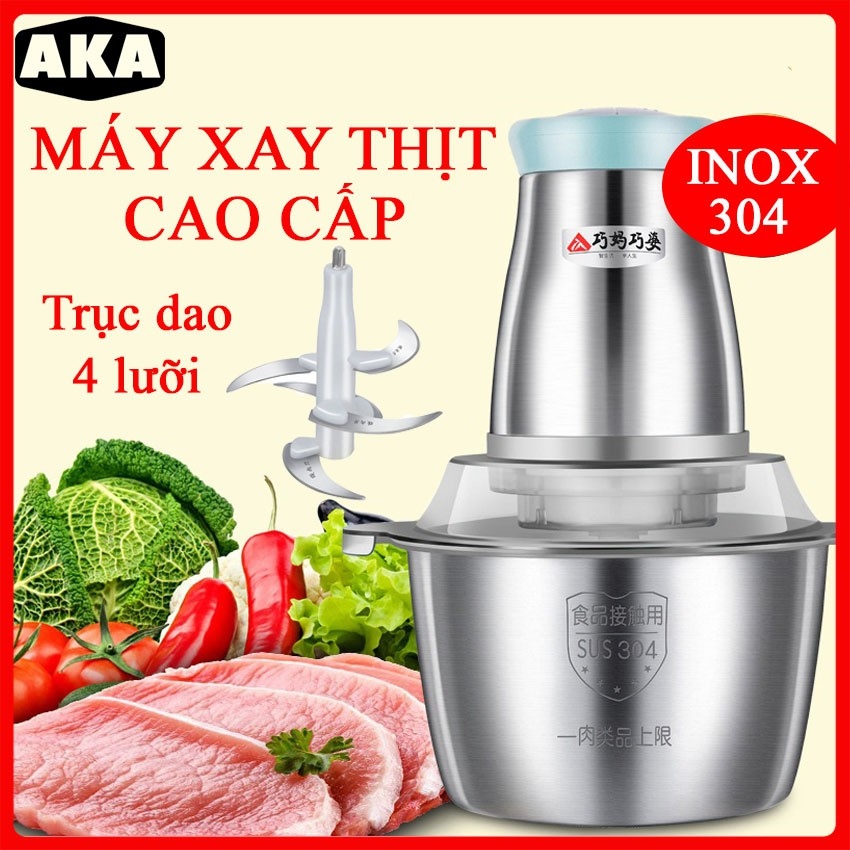 ☌♧┇  [ HÀNG CHÍNH HÃNG ]Máy xay thịt Máy Xay Đa Năng Cối Inox Không Gỉ 4 Lưỡi Dao Kép Siêu Sắc Bén