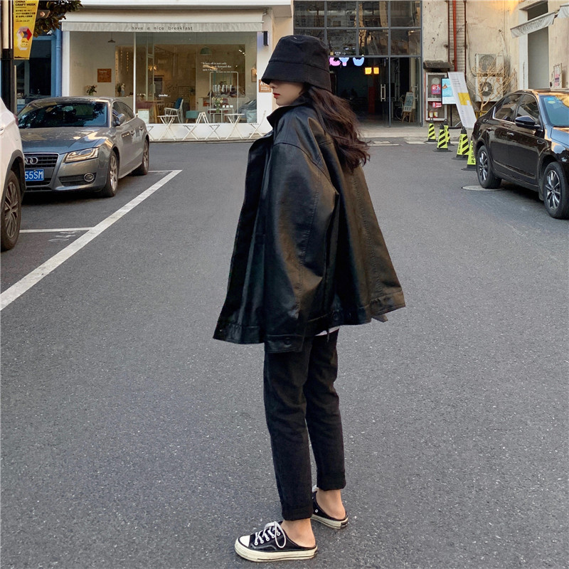Ak30_áo khoác da oversize ulzzang cá tính