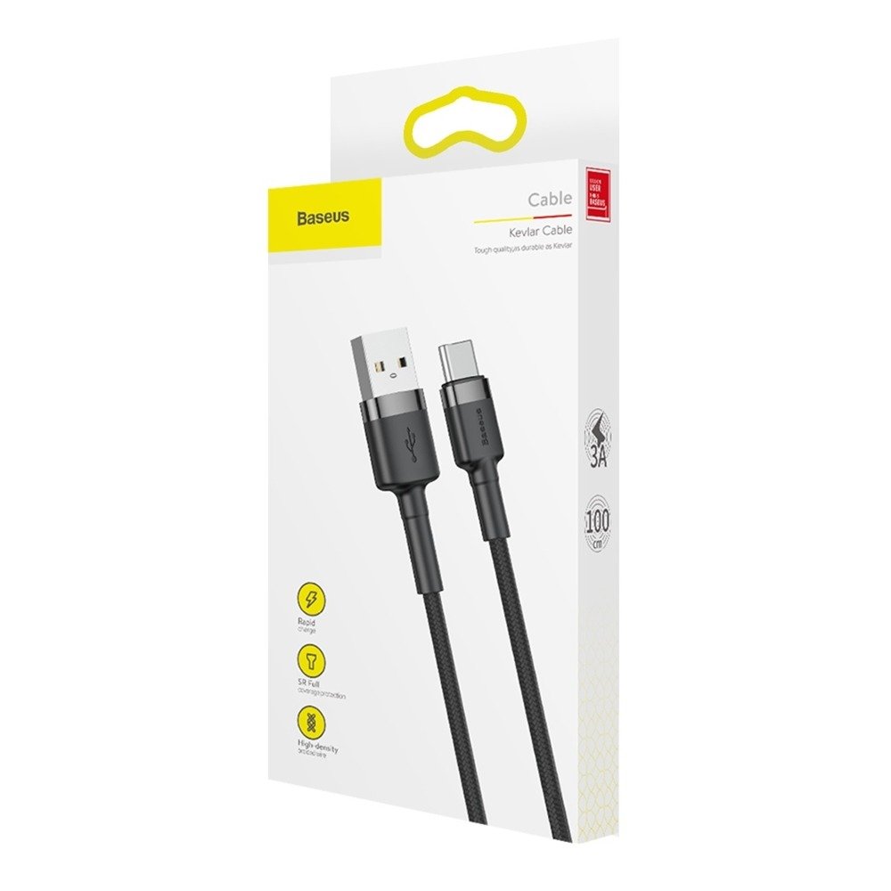 Cáp sạc nhanh chân typec baseus kevlar data cable usb for type-c 3a 1m catklf-bg1