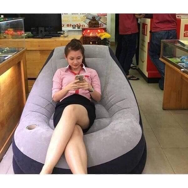 Ghế bơm hơi tựa lưng bọc nhung cao cấp - Ghế bơm hơi độ đàn hồi cao, Ghế hơi mang đến sự thoải mái khi sử dụng , ghế hơi mang đến cho bạn nằm thư giãn thỏa mái . nằm đọc sách xem tivi ... ( TẶNG MÁY BƠM HƠI )