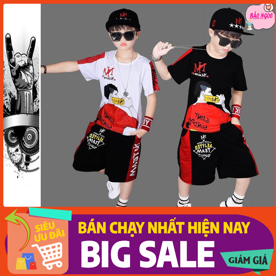 [HCM]Quần Áo Phong Cách Trẻ EM Bộ Quần Áo HIPHOP Thể Thao Cho Bé Trai 18 Đến 50 KG Chất Vải 100% Cotton Mềm Mịn Mát  Họa Tiết IN Công Nghệ Cao 4 Lớp Siêu Bền Hàng VNSX MÃ SP S047