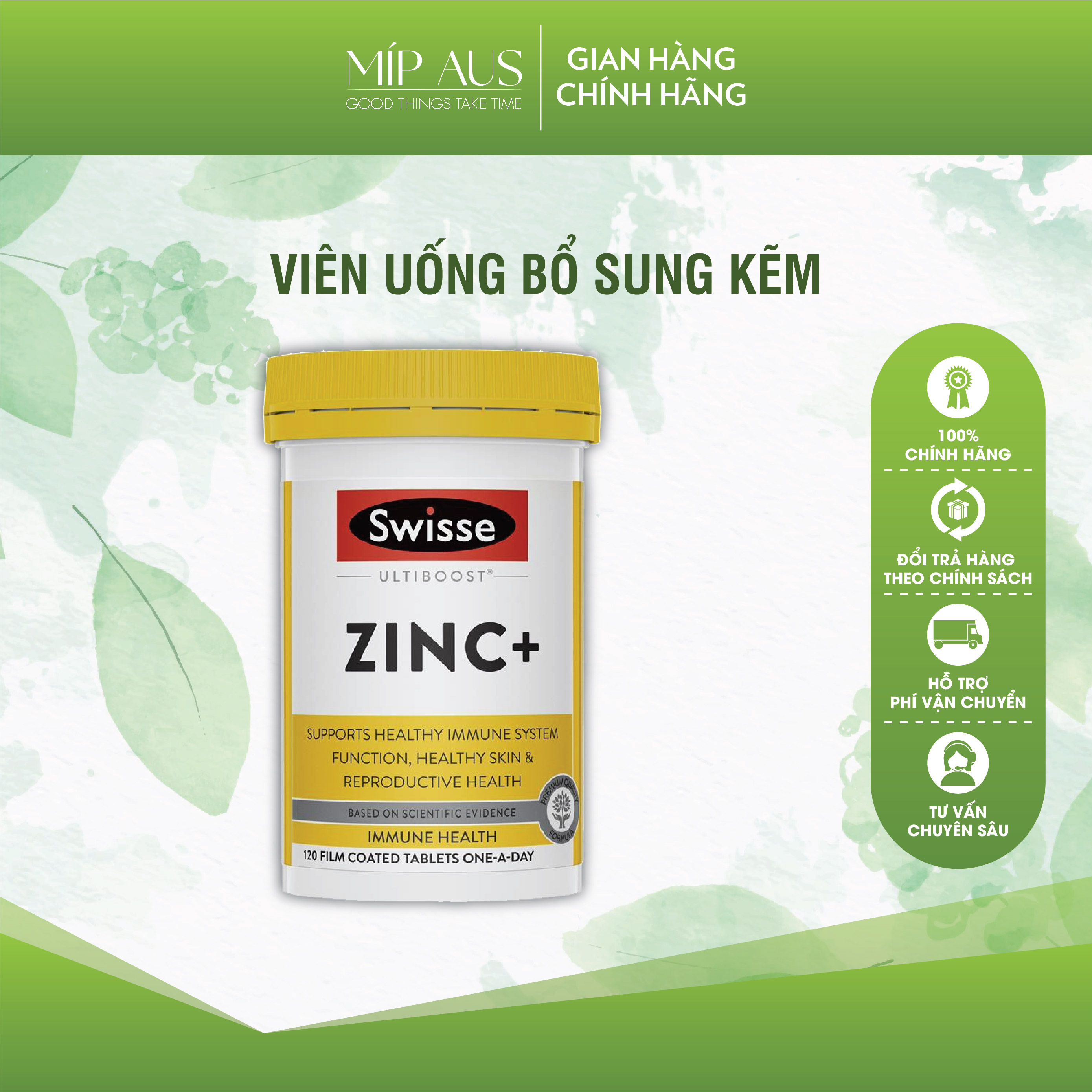Viên Bổ Sung Kẽm Swisse Ultiboost Zinc+