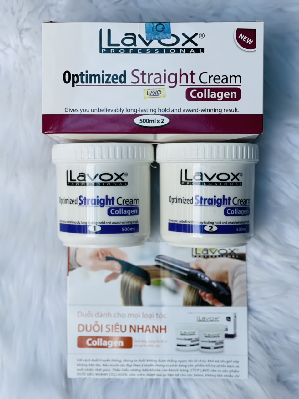 Kem Duỗi thẳng Tóc siêu nhanh siêu mạnh COLLAGEN LAVOX chuyên nghiệp Optimized Straight Cream