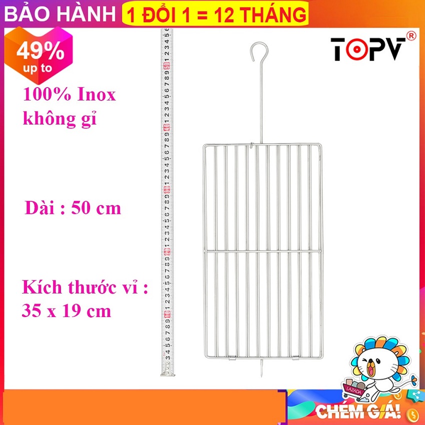 Vỉ nướng quay VX5+ inox, phù hợp bếp nướng TopV V5Plus, vỉ nướng thịt cao cấp không gỉ, an toàn sức khỏe, vỉ nướng vịt, gà, cá [vỉ nướng điện]